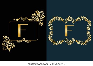 Luxury Latter logo F golden color . Use for weeding, flower,  Fashion, logo