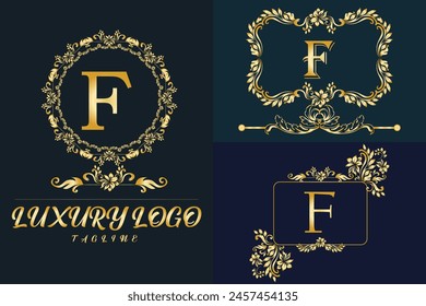 Luxury Latter logo. Latter F golden color logo use for weeding, flower,  Fashion , clothing brands