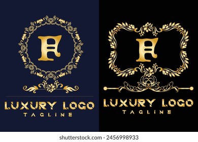 Luxury Latter logo. Latter F logo template in gold color for weeding, flower,  Fashion , clothing Brands