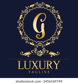 Logotipo de lujo. Último G para escardar, flor, Moda , logo de ropa