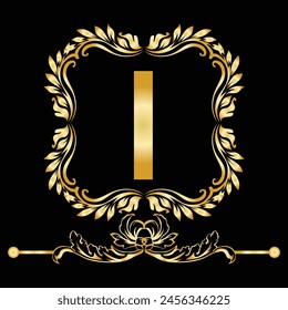 Luxury Latter I logo with golden color. use for weeding, flower,  Fashion , clothing brands logo