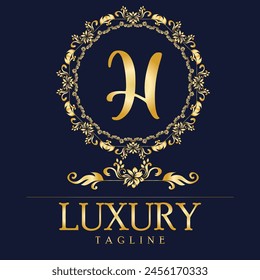Luxury latter logo. Latter H for for weeding, flower,  Fashion , clothing  logo