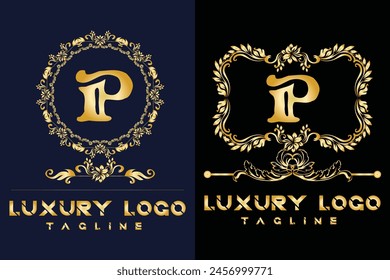 Luxury Latter logo. Latter P logo template in gold color for weeding, flower,  Fashion , clothing Brands