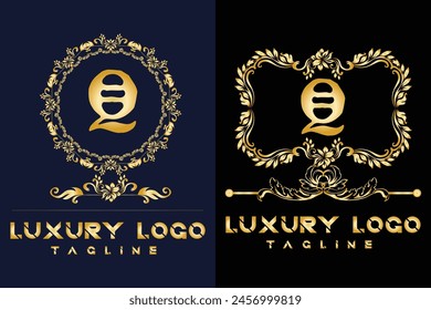 Luxury Latter logo. Latter Q logo template in gold color for weeding, flower,  Fashion , clothing Brands