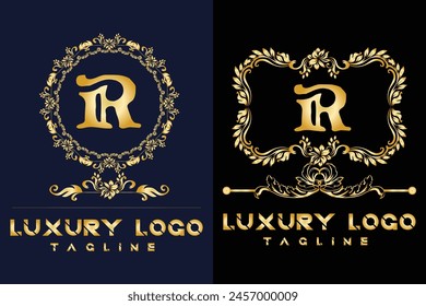 Luxury Latter logo. Latter R logo template in gold color for weeding, flower,  Fashion , clothing Brands