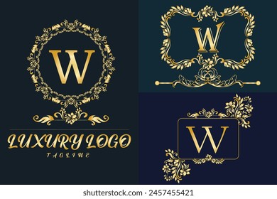 Luxury Latter logo. Latter W golden color logo use for weeding, flower,  Fashion , clothing brands