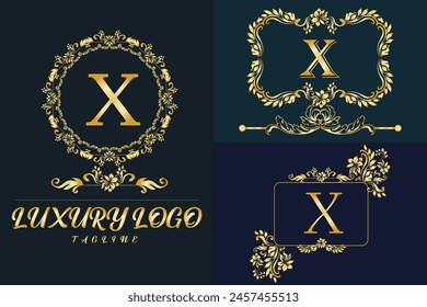 Luxury Latter logo. Latter X golden color logo use for weeding, flower,  Fashion , clothing brands