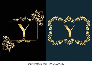 Luxury Latter logo Y golden color . Use for weeding, flower,  beauty , Fashion, logo