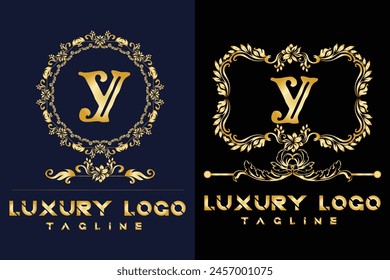 Luxury Latter logo. Latter Y logo template in gold color for weeding, flower,  Fashion , clothing Brands