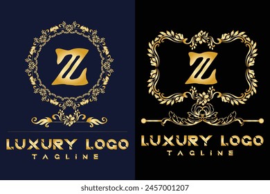 Luxury Latter logo. Latter Z logo template in gold color for weeding, flower,  Fashion , clothing Brands
