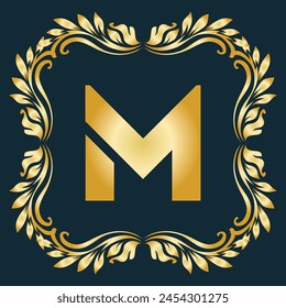 Luxury latter M logo Vector with golden color . Luxury modern minimalist monogram letter M logo