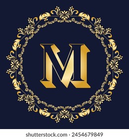 Vector de lujo con el logotipo de Latter M con el nombre de la compañía en un círculo. Logotipos para negocios de moda, flores, belleza.