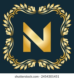 Luxury latter N logo Vector with golden color . Luxury modern minimalist monogram letter N logo