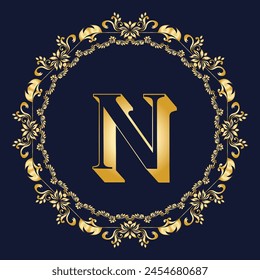 Luxury Latter N Logo Vector With Company name in a circle. Logos for fashion, flower, beauty business.