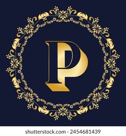 Luxury Latter P Logo Vector With Company name in a circle. Logos for fashion, flower, beauty business.
