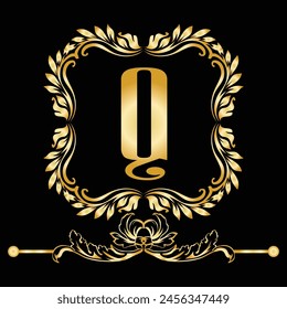 Luxury Latter Q logo with golden color. use for weeding, flower,  Fashion , clothing brands logo