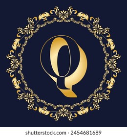 Luxury Latter Q Logo Vector With Company name in a circle. Logos for fashion, flower, beauty business.