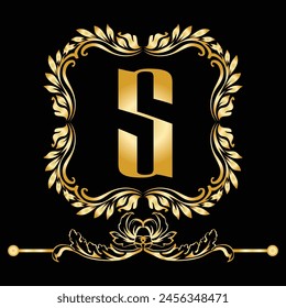 Luxury Latter S logo with golden color. use for weeding, flower,  Fashion , clothing brands logo