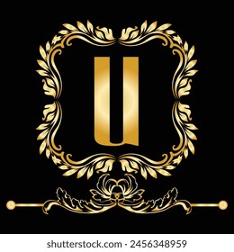 Luxury Latter U logo with golden color. use for weeding, flower,  Fashion , clothing brands logo