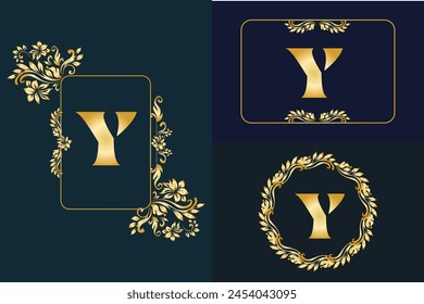 Luxury latter Y logo with gold color. Modern trendy luxury Y letter logo