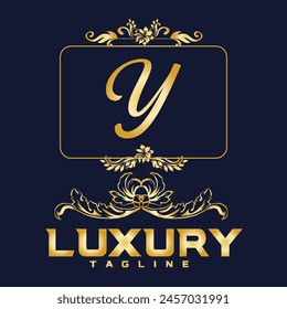 Luxury latter Y Logo. Latter Y logo with golden color. logo use for weeding, flower,  Fashion , clothing brands 