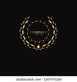 Luxury Laurel Logo Template. Geometric gold element design ornamental
for business, wedding decoration and icon with elegant style