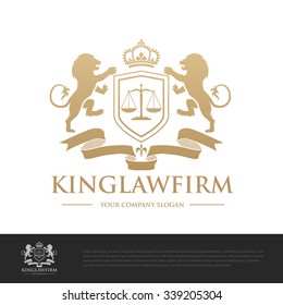 Luxury Law Firm Logo Template with Lion And Crown