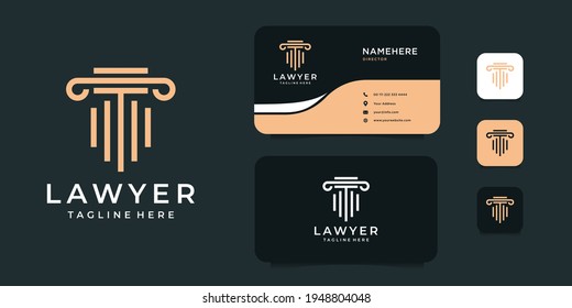 Luxury law justice logo design vector with gold concept. Logo can be used for icon, brand, identity, lawyer, firm, badge, attorney, and business company