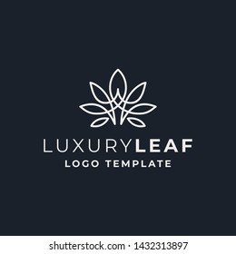 Luxury Leaf For Cannabis. Hemp or Other Farming Logo Template