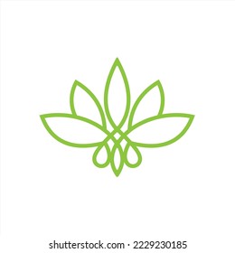 Hoja de lujo Cannabis o hoja de marihuana en el marco del concepto de icono y logotipos