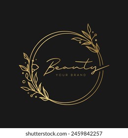 Luxury Leaf Circle Frame Logo design