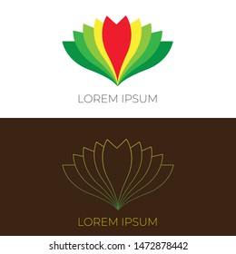 luxury leaf flower logo design