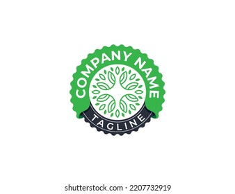 Luxury Leaf Flower Stamp Badge Logo Concept symbol sign icon Design Element. Herbal, Natural Products, Cosmetics, Ecology, health Care, spa, Floral Logotype. Vector illustration template
