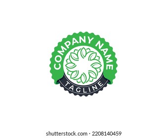 Luxury Leaf Flower Stamp Badge Logo Concept sign icon symbol Design Element. Herbal, Natural Products, Cosmetics, Ecology, health Care, spa, Floral Logotype. Vector illustration template