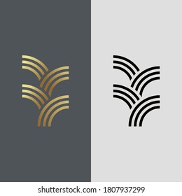 plantilla de diseño de logotipo de línea de hoja de lujo