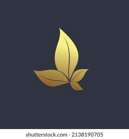 Luxury leaf logo design, modern premium leaves symbol design, golden concept of leaf growth object, vector, illustration