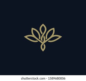 luxury leaf logo design template - logo for luxury products, hotels, boutiques, jewelry, oriental cosmetics, restaurants and fashion