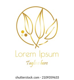 Luxury leaf logo with dummy text vector illustration on white background.