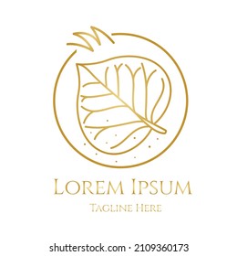 Luxury leaf logo with dummy text vector illustration on white background.