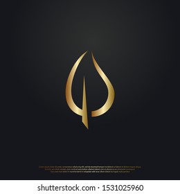 Luxury leaf logo icon design. with a golden color on the background. Vector graphic design template element.