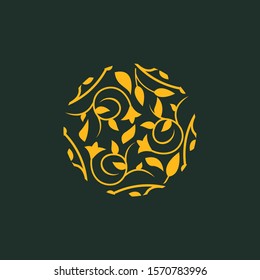 Luxury Leaf Ornament in The Round Shape Design Vector