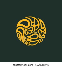 Luxury Leaf Ornament in The Round Shape Design Vector