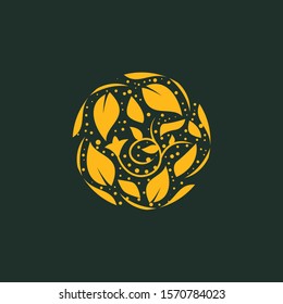 Luxury Leaf Ornament in The Round Shape Design Vector