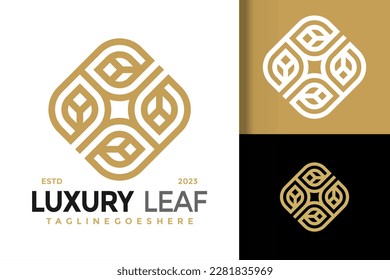 Logotipo ornamental de la hoja de lujo ilustración icono