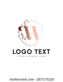 Luxury leaf ornaments and elegant decorative letter type W logo template, Vector logo for business and company identity 