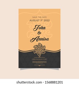 Luxury Leaf ornaments wedding invitation card.