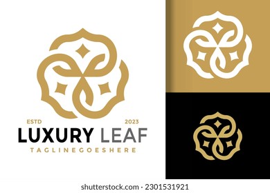 Ilustración de icono vectorial con el logotipo de la estrella de hoja de lujo