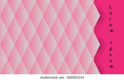 Luxuriöser Ledermuster-Hintergrund mit rosafarbenen Knöpfen, als elegantes Muster verwendet. Platz für die Eingabe von Nachrichten 
