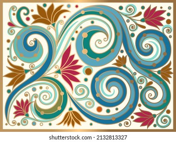 Luxury leaves background. Vector ornament pattern. Paisley elements. Great for fabric, invitation, wallpaper, decoration, packaging or any desired idea.
