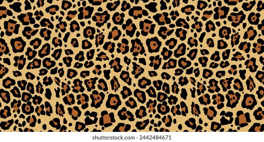 Luxury leopard fur seamless pattern. Fashion fabric design with animal skin texture. Tribal African safari background. Mocha Mousse color of the year 2025.